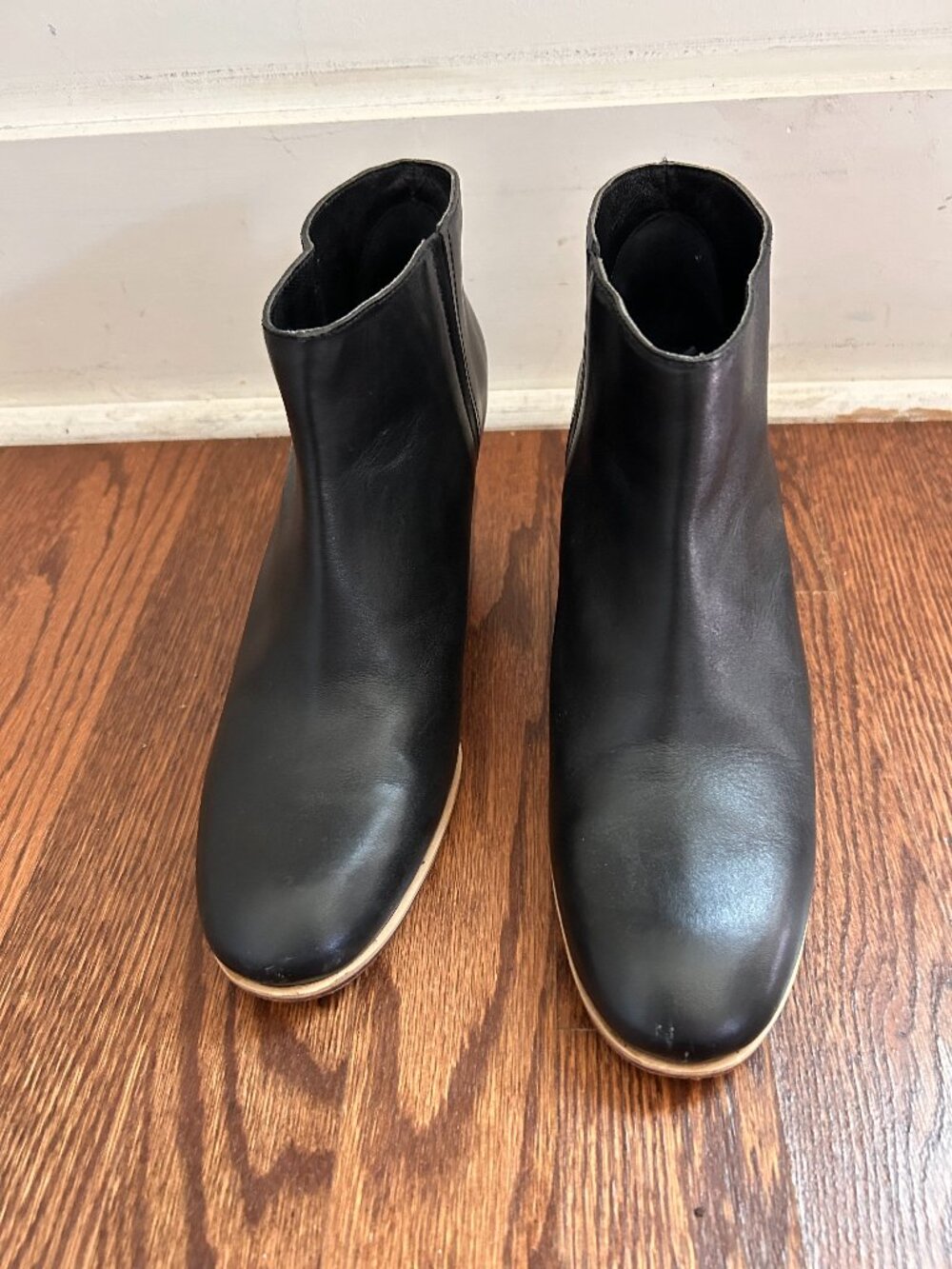 Black leather ankle boots